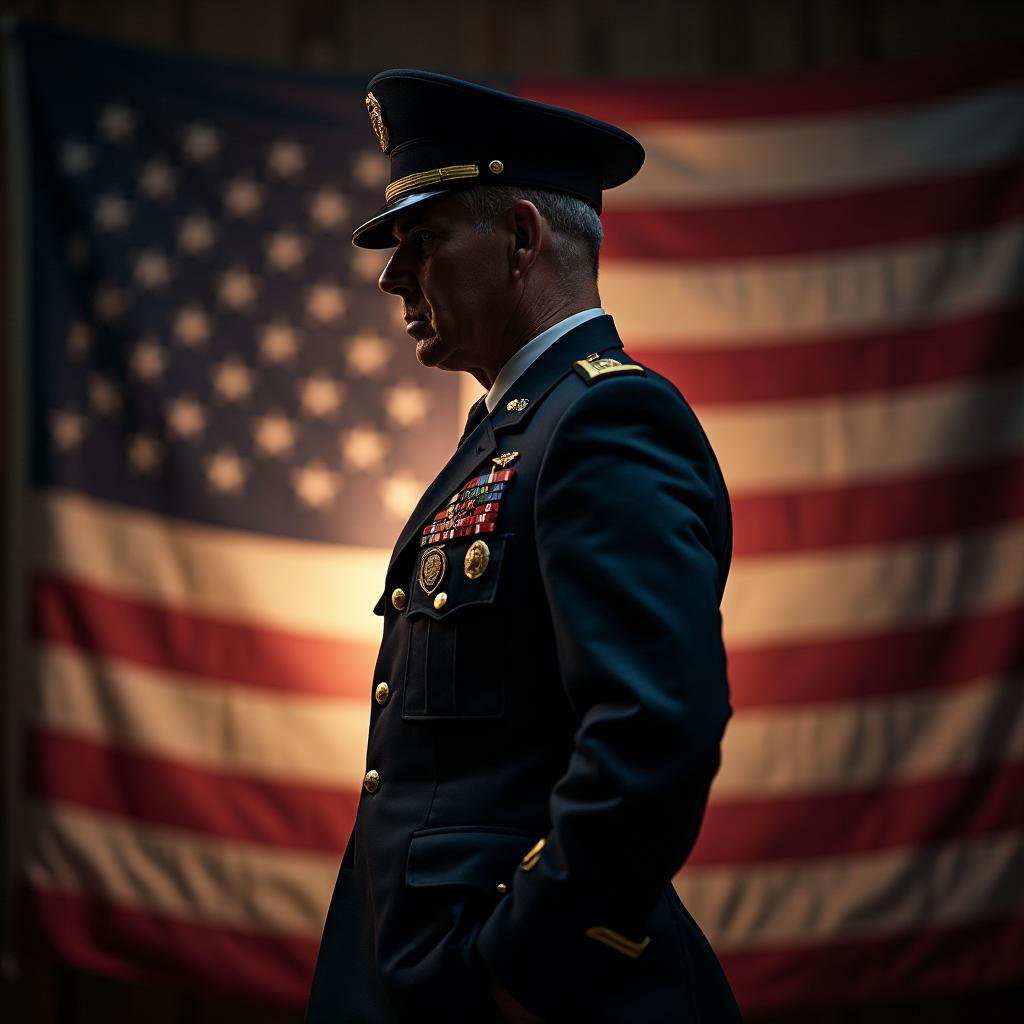 American veteran standing proud